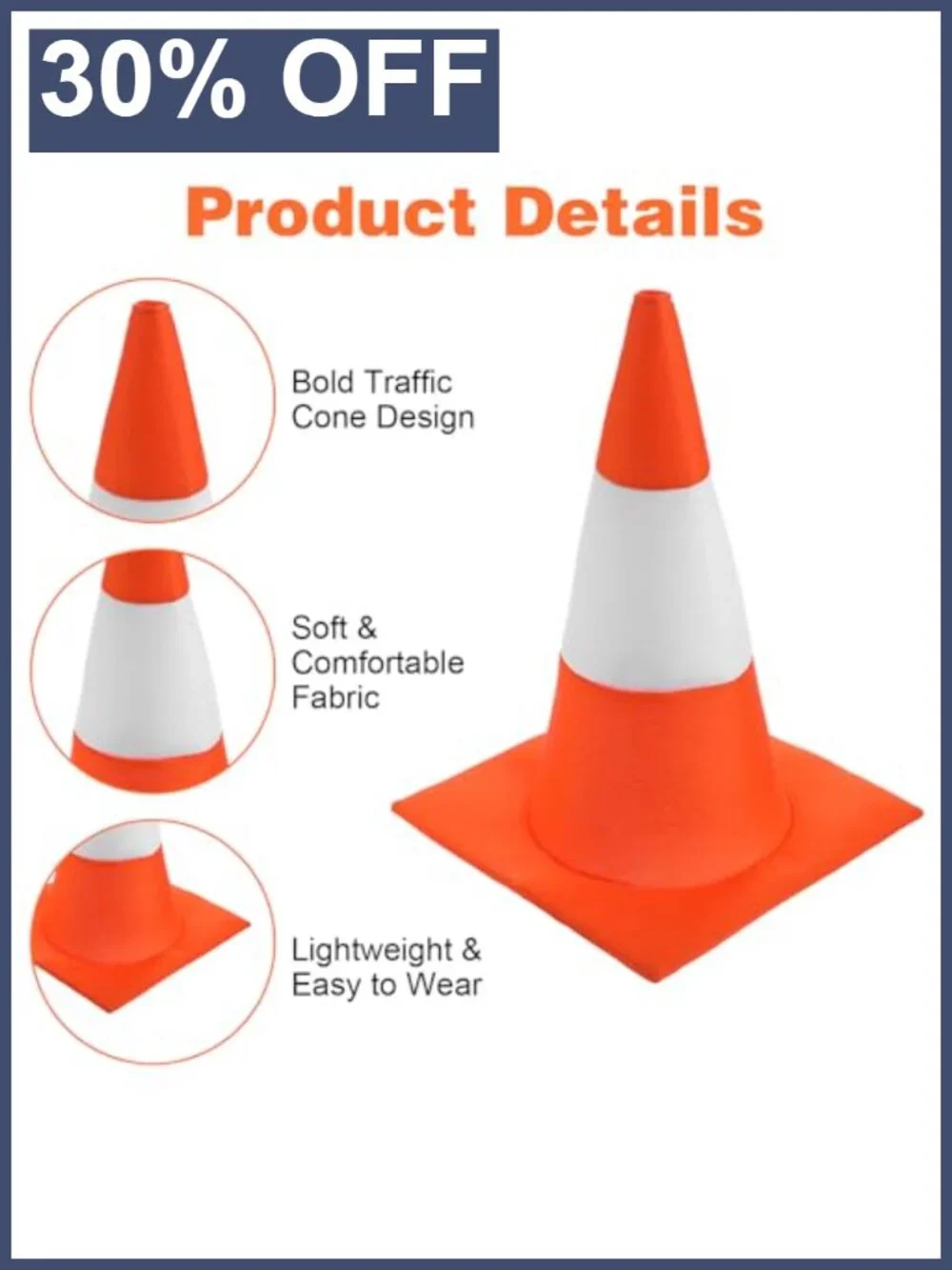Traffic Cone Hat Funny Novelty Costume Headwear for Adults Unisex